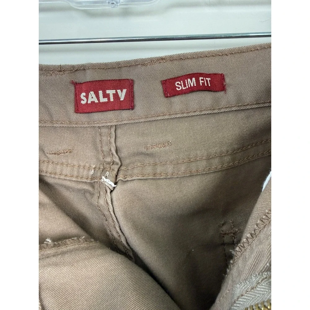 Salty Slim Fit Jeans Mens 36x32 Taupe Cotton Blend Five Pocket Casual Pants - Picture 3 of 4